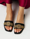 Aurista Black Flats with Antique Gold Buckle – Essence by Rubina